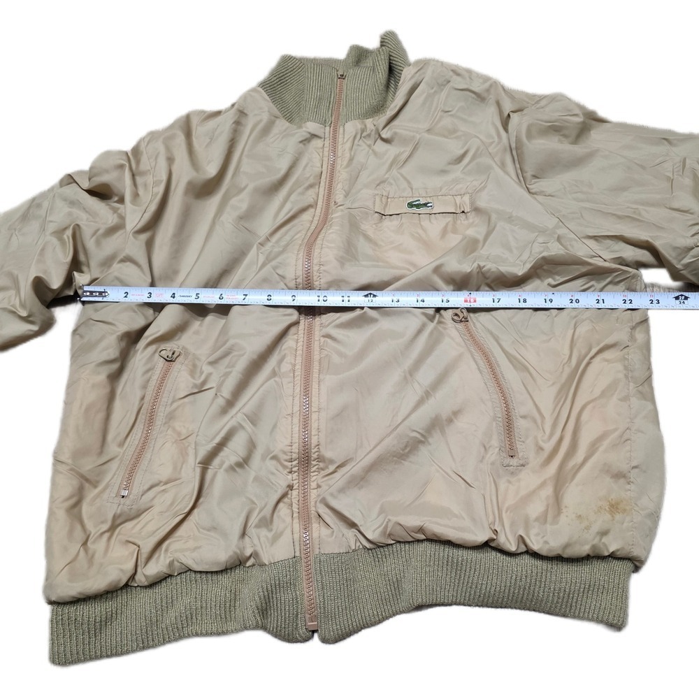 Lacoste (Vtg.) Mens Bomber Jacket, Full Zip, Beige, reversible - Picture 8 of 8